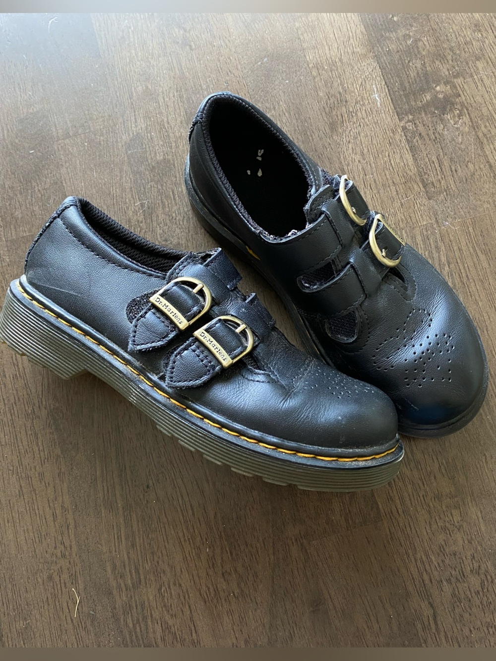 Dr. Martens Kids Black Leather Mary Jane Shoes